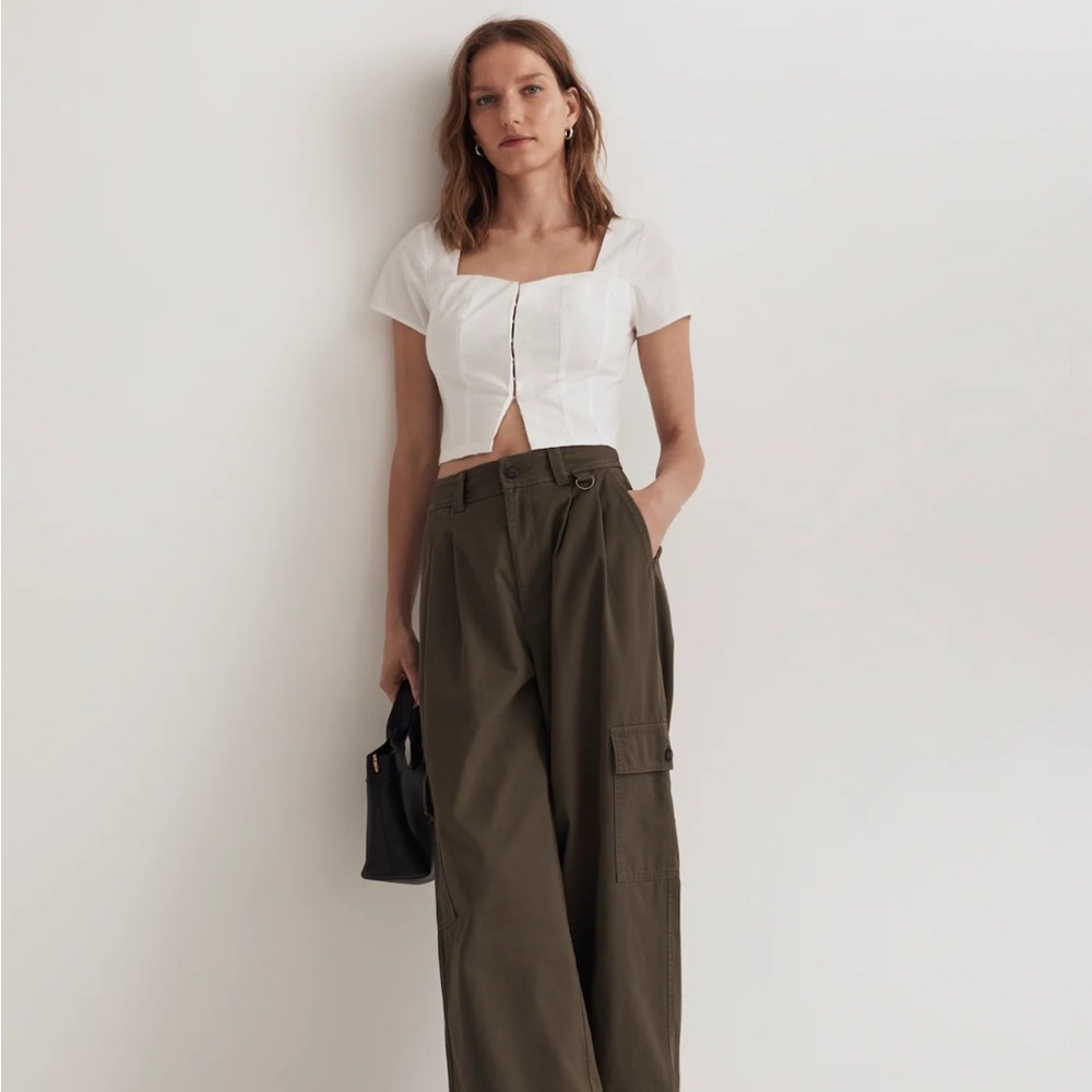 {Madewell} Poplin Hook-Front Top Size 4